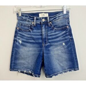 BKE Parker Weekender Shorts Women's 25 High Rise Blue Denim‎ Festival Distressed